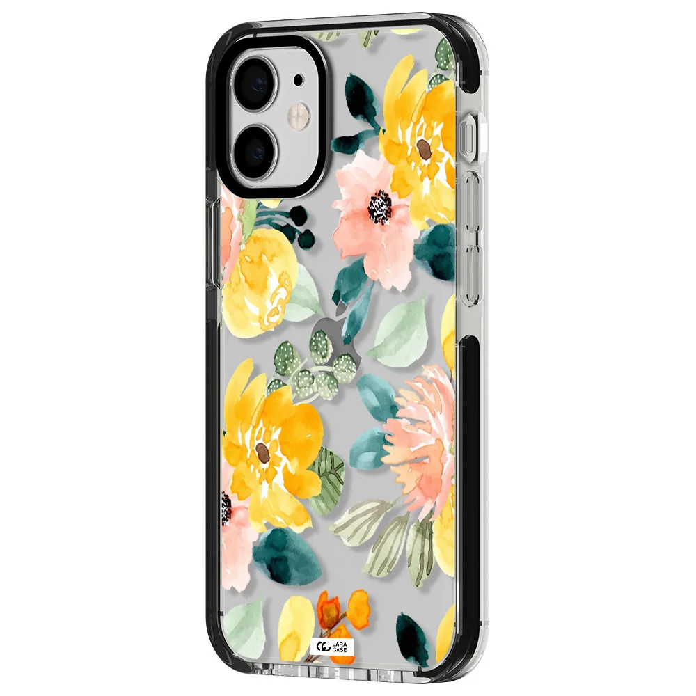 Watercolor Flowers Apple iPhone 12 mini impact black border Case