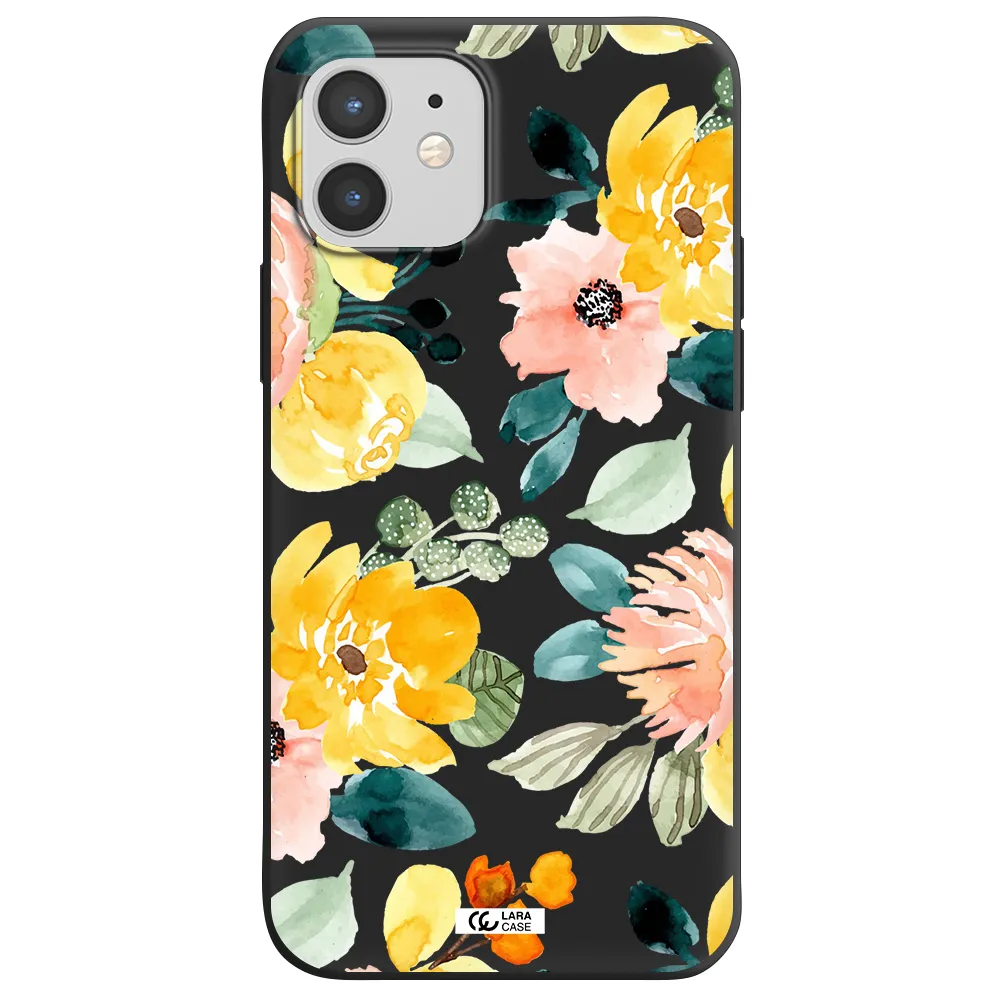Watercolor Flowers Apple iPhone 12 mini Silicone black Case