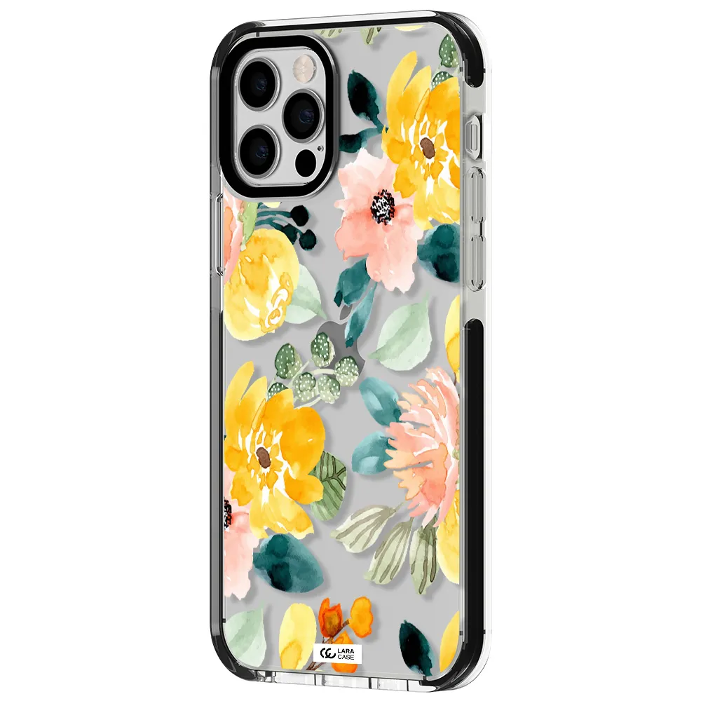 Watercolor Flowers Apple iPhone 12 pro impact black border Case