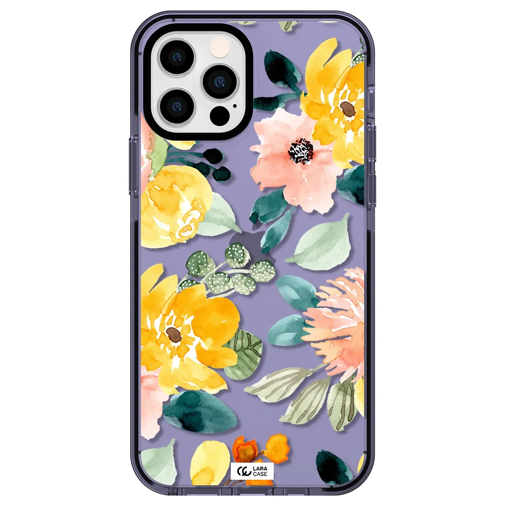 Watercolor Flowers Apple iPhone 12 pro impact Lilac Case