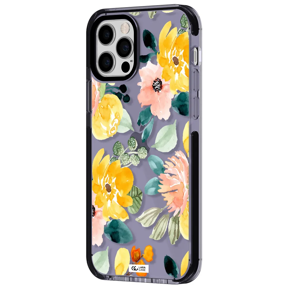 Watercolor Flowers Apple iPhone 12 pro impact Lilac Case