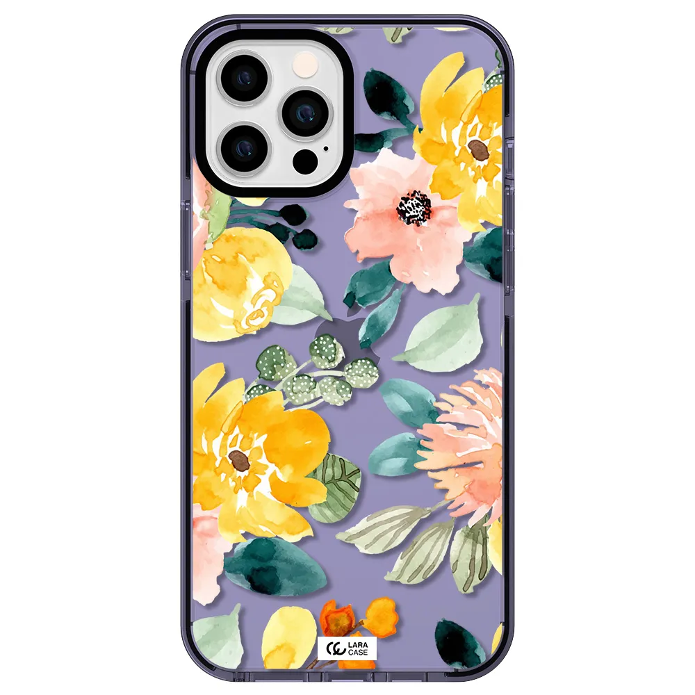 Watercolor Flowers Apple iPhone 12 pro max impact Lilac Case