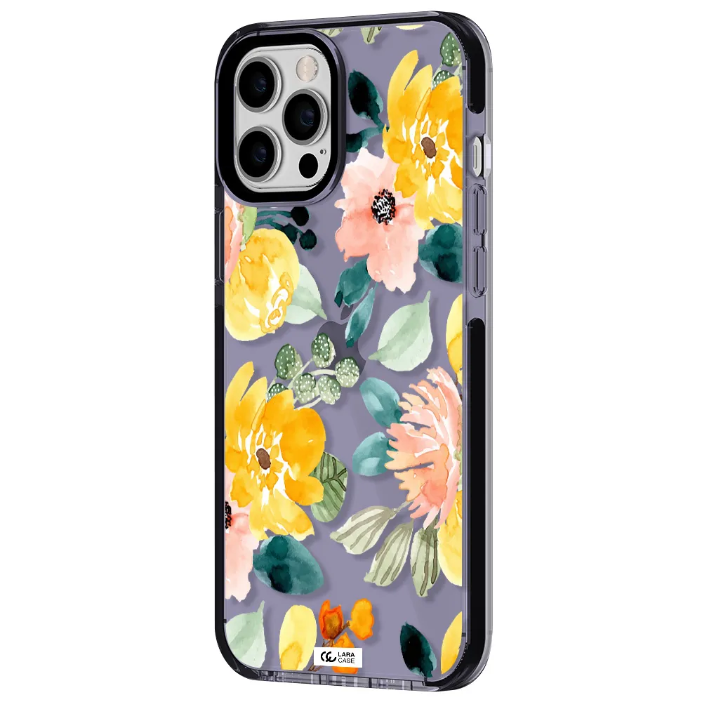 Watercolor Flowers Apple iPhone 12 pro max impact Lilac Case
