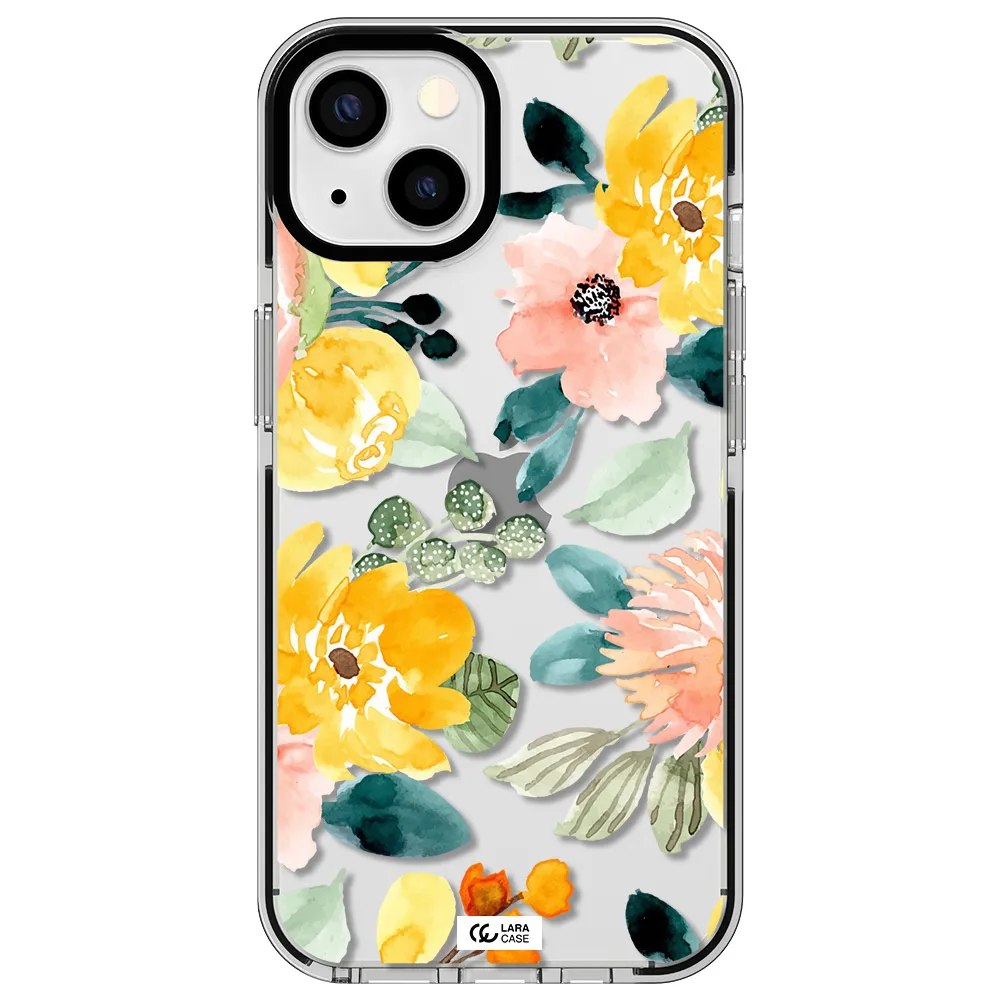 Watercolor Flowers Apple iPhone 13 impact black border Case