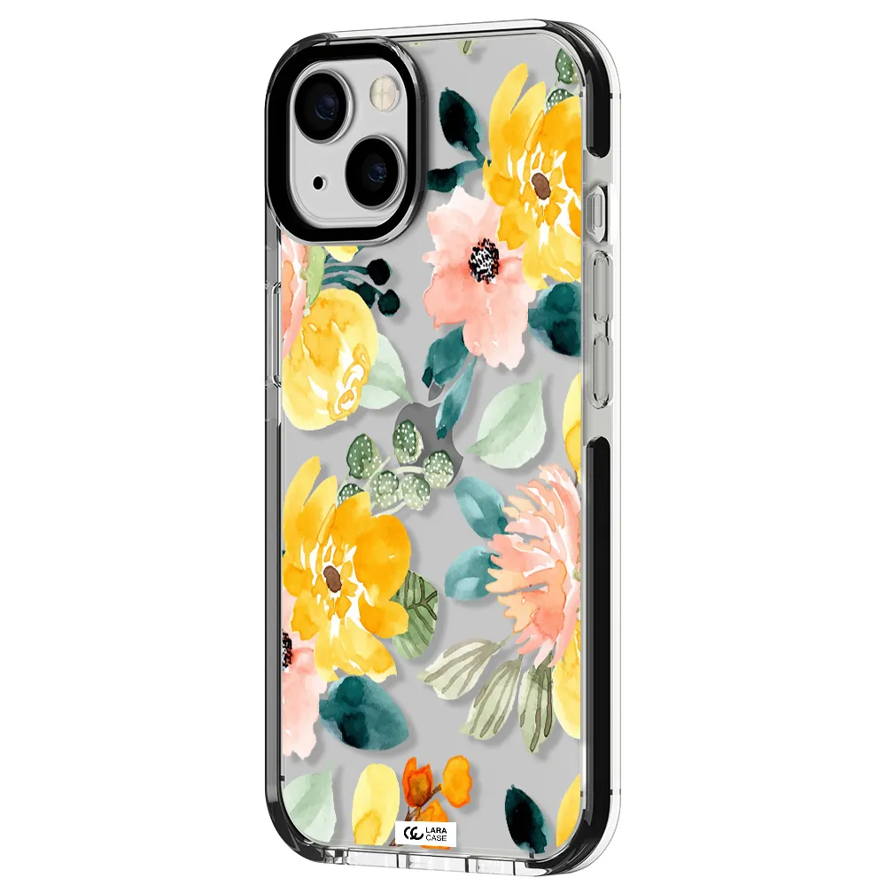 Watercolor Flowers Apple iPhone 13 impact black border Case
