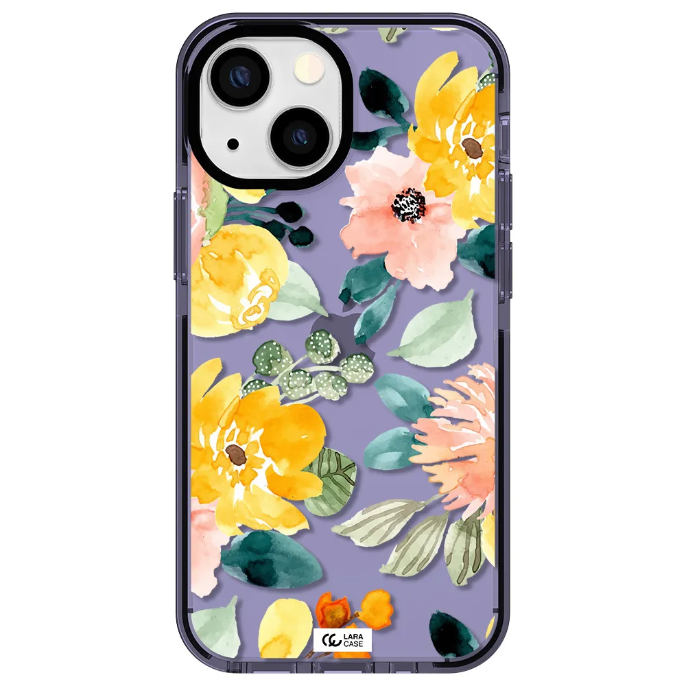 Watercolor Flowers Apple iPhone 13 mini impact Lilac Case