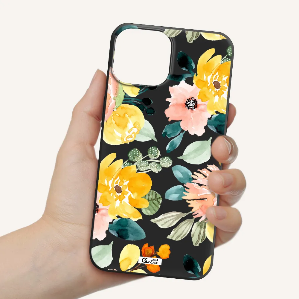 Watercolor Flowers Apple iPhone 13 mini Silicone black Case