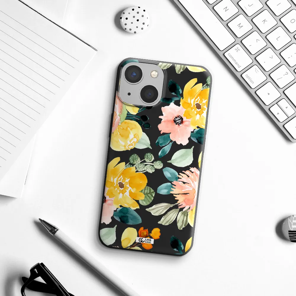 Watercolor Flowers Apple iPhone 13 mini Silicone black Case