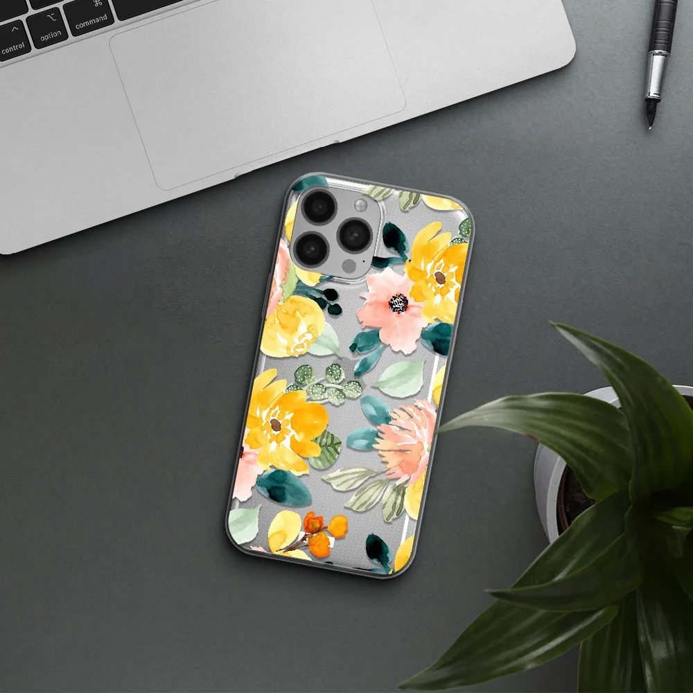 Watercolor Flowers Apple iPhone 13 Pro Clear TPU Case