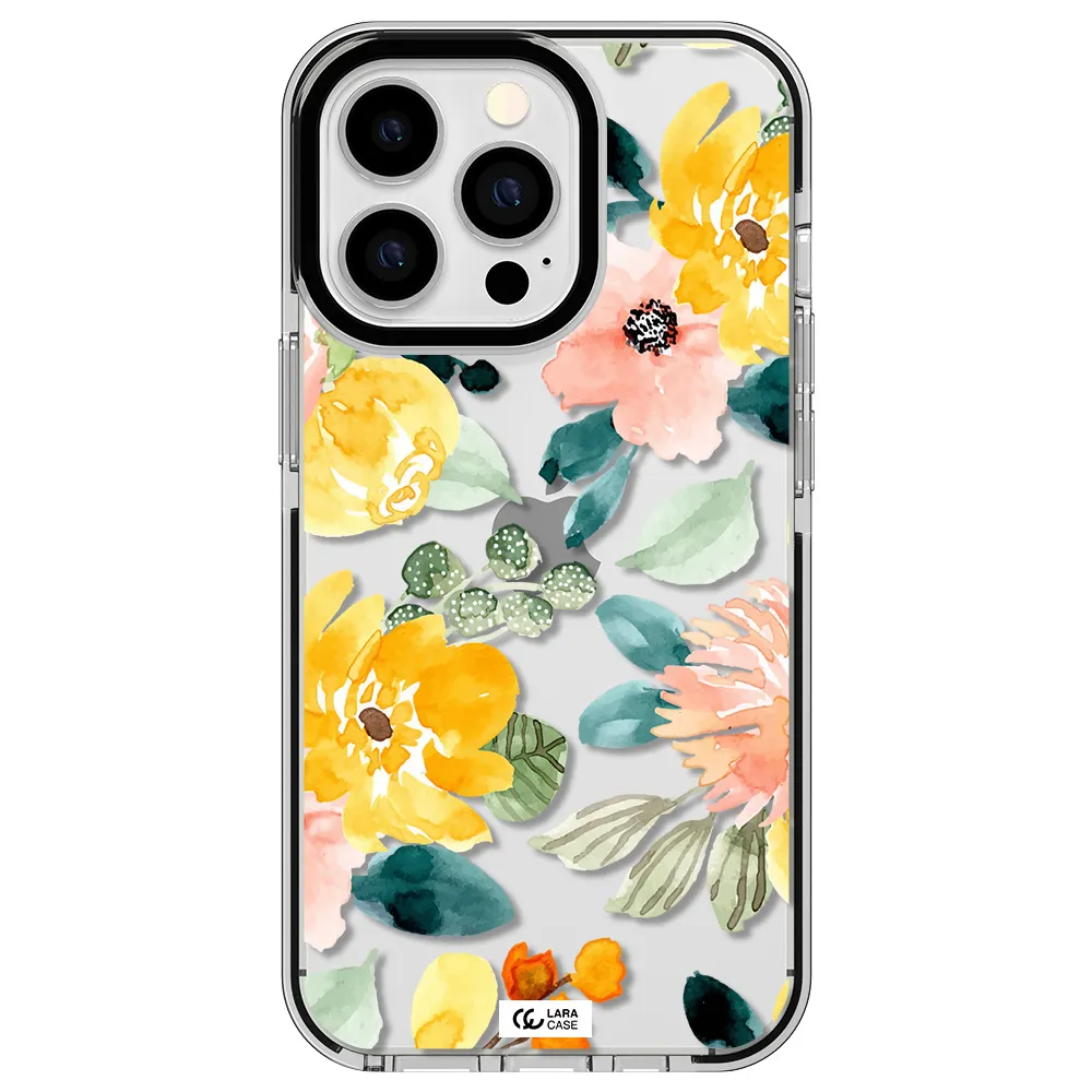 Watercolor Flowers Apple iPhone 13 Pro impact black border Case