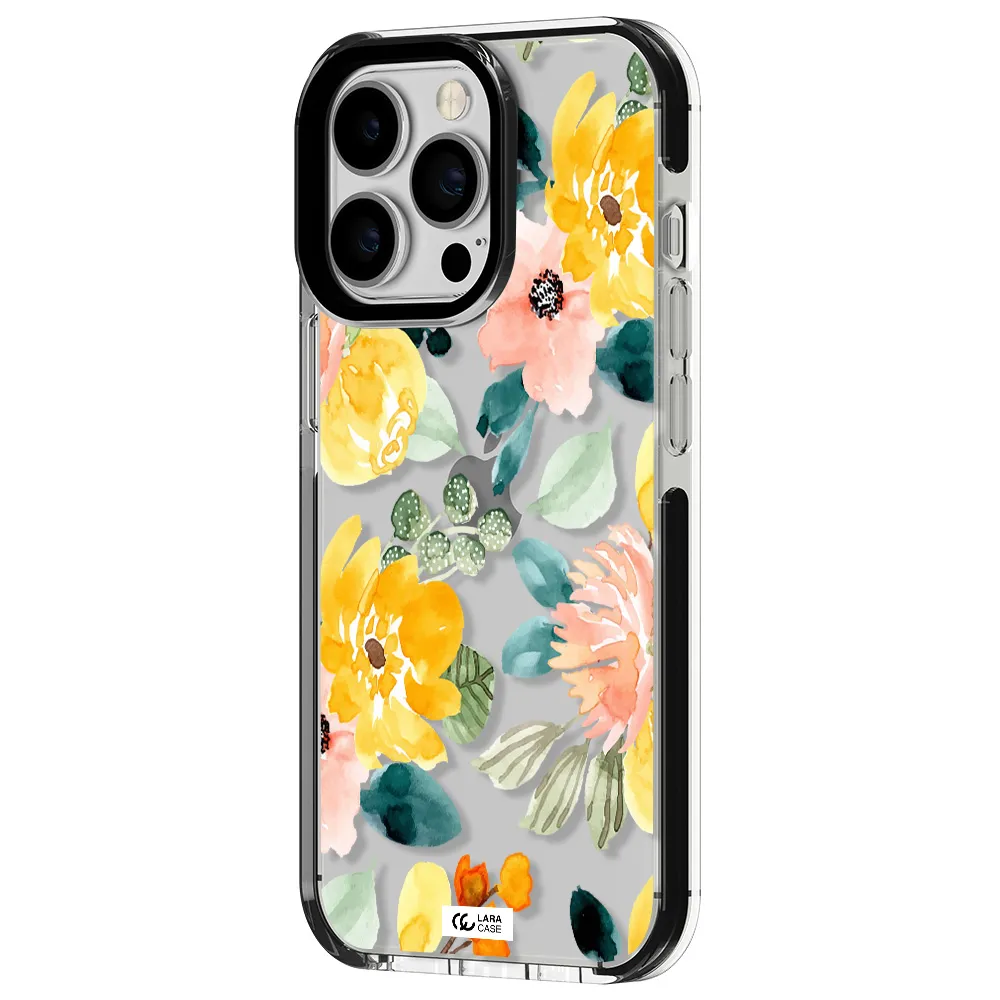 Watercolor Flowers Apple iPhone 13 Pro impact black border Case