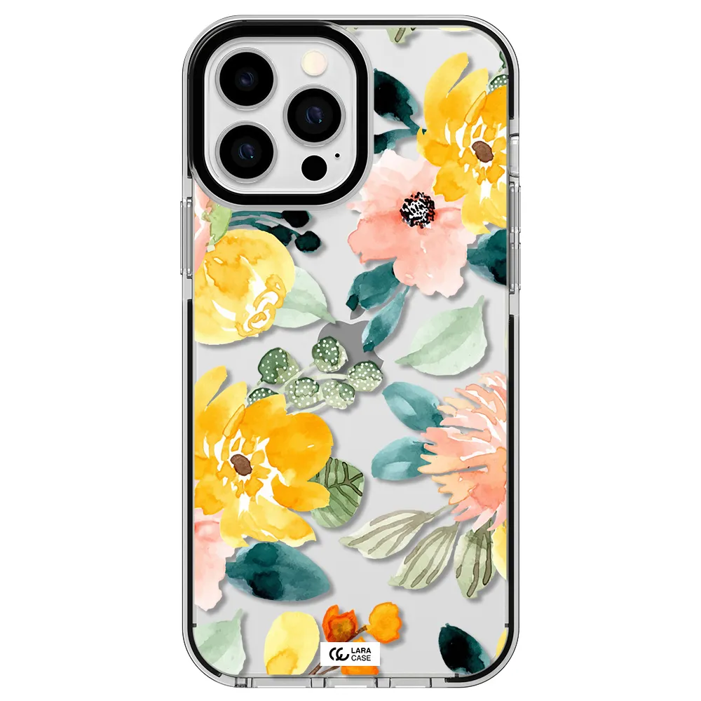 Watercolor Flowers Apple iPhone 13 Pro Max impact black border Case