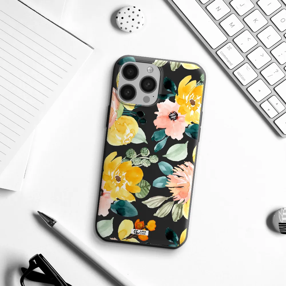 Watercolor Flowers Apple iPhone 13 Pro Max Silicone black Case