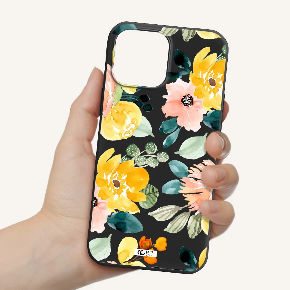 Watercolor Flowers Apple iPhone 13 Pro Silicone black Case