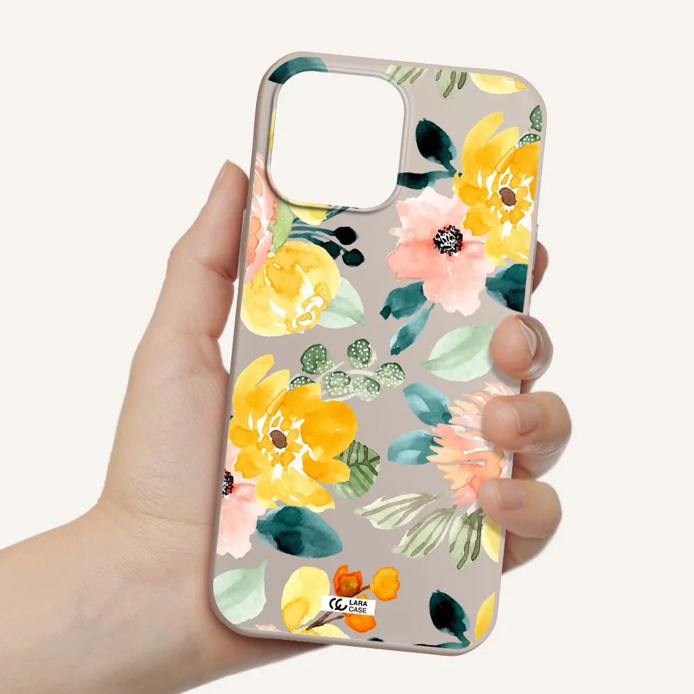 Watercolor Flowers Apple iPhone 13 Pro Silicone Stone Case