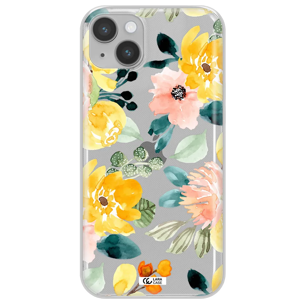 Watercolor Flowers Apple iPhone 14 plus Clear TPU Case