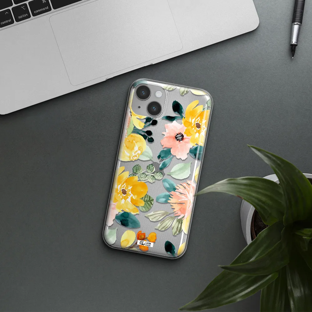 Watercolor Flowers Apple iPhone 14 plus Clear TPU Case