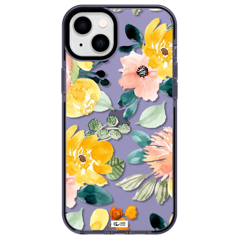 Watercolor Flowers Apple iPhone 14 plus impact Lilac Case