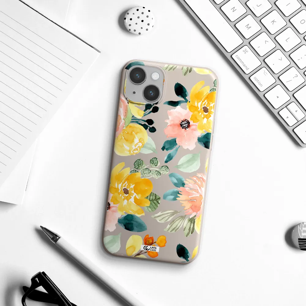 Watercolor Flowers Apple iPhone 14 plus Silicone Stone Case