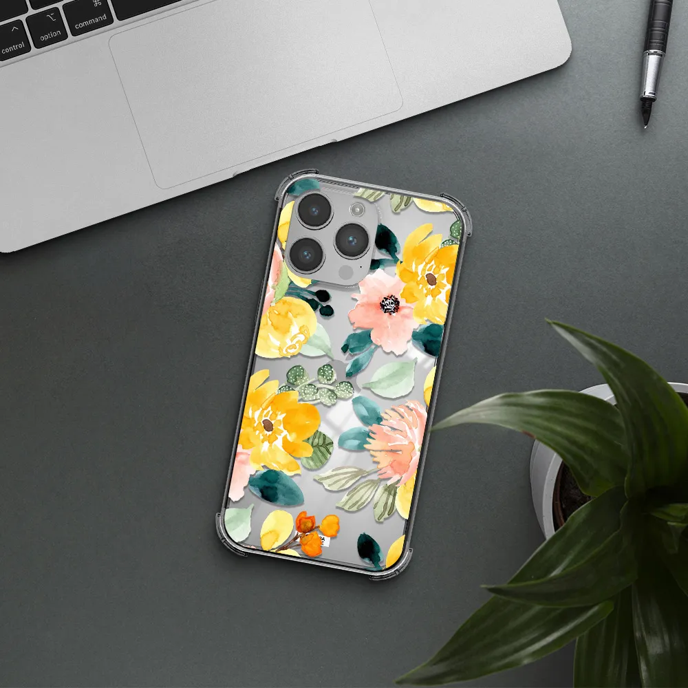 Watercolor Flowers Apple iPhone 14 pro Clear PC Case