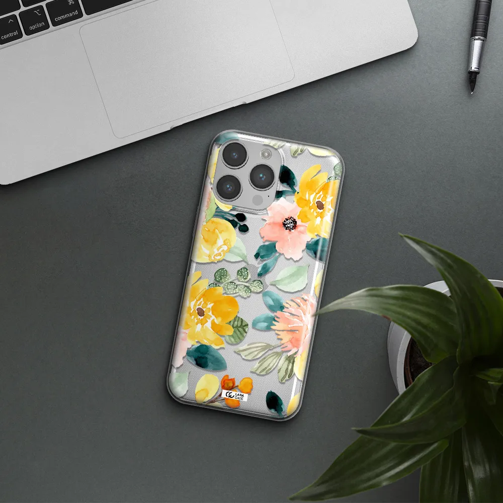 Watercolor Flowers Apple iPhone 14 pro Clear TPU Case
