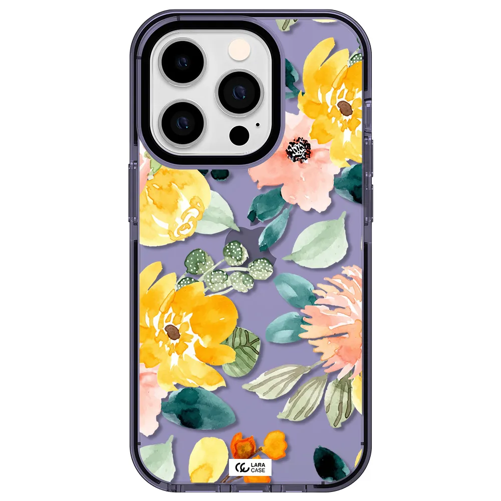 Watercolor Flowers Apple iPhone 14 pro impact Lilac Case