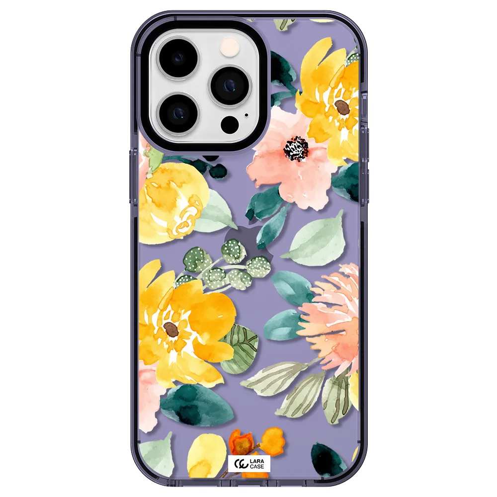 Watercolor Flowers Apple iPhone 14 pro max impact Lilac Case