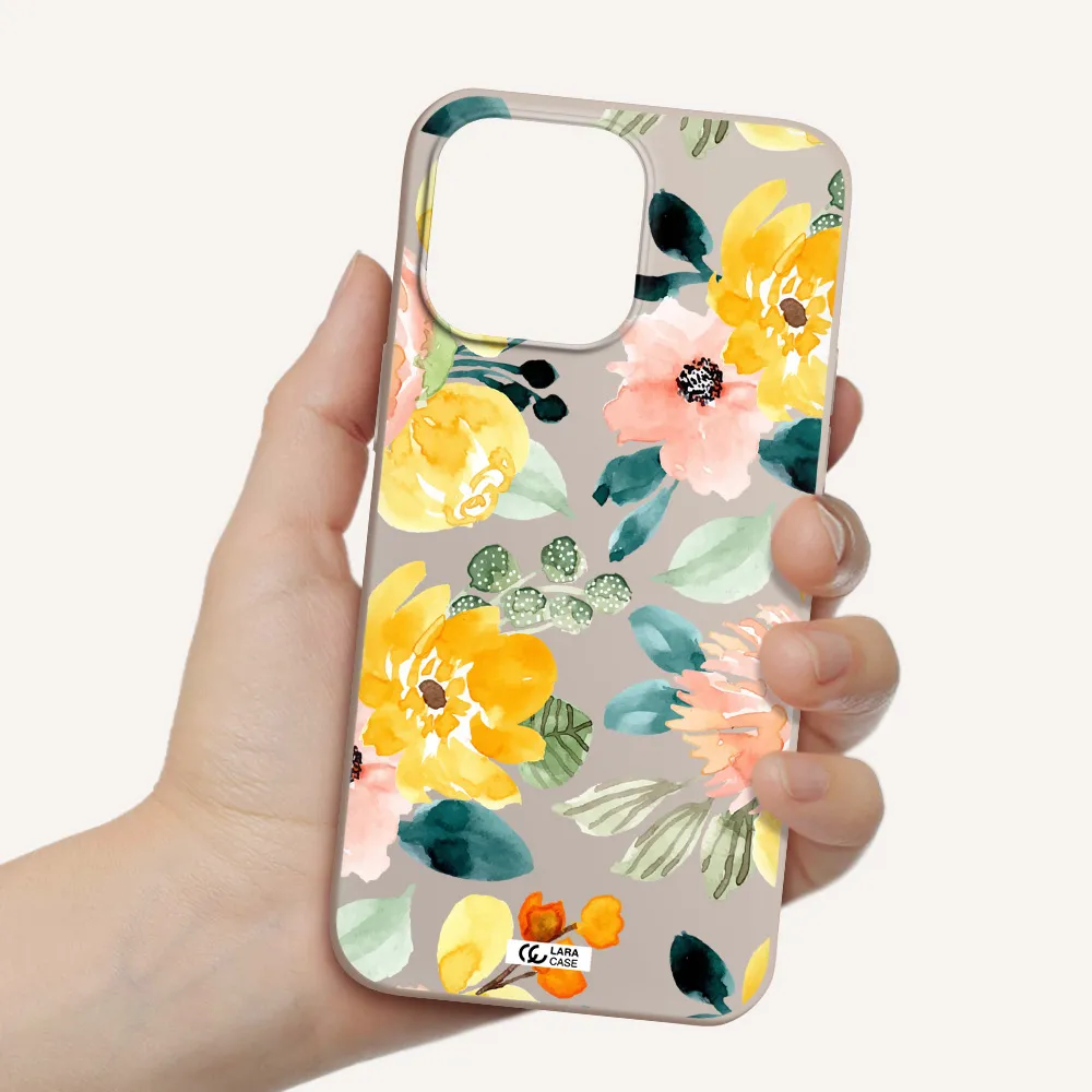 Watercolor Flowers Apple iPhone 14 pro max Silicone Stone Case