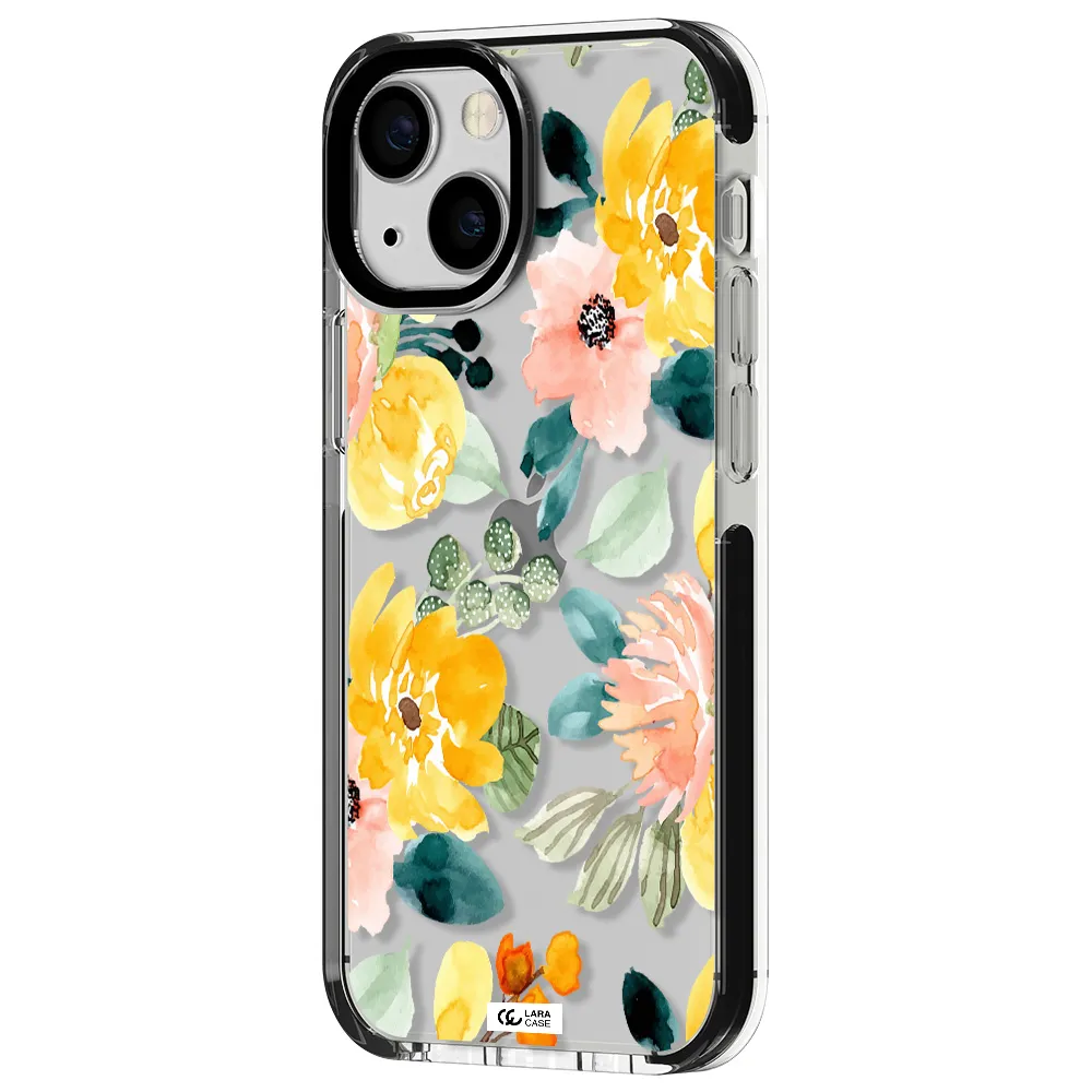 Watercolor Flowers Apple iPhone 15 impact black border Case