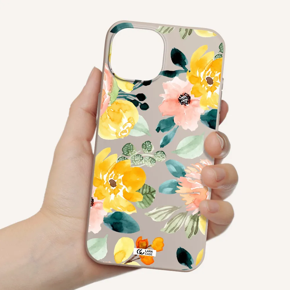 Watercolor Flowers Apple iPhone 15 Silicone Stone Case