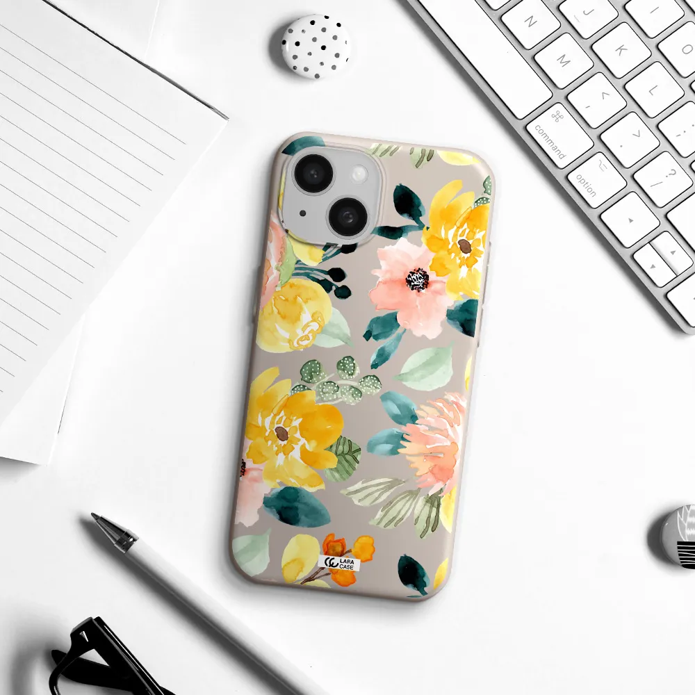 Watercolor Flowers Apple iPhone 15 Silicone Stone Case