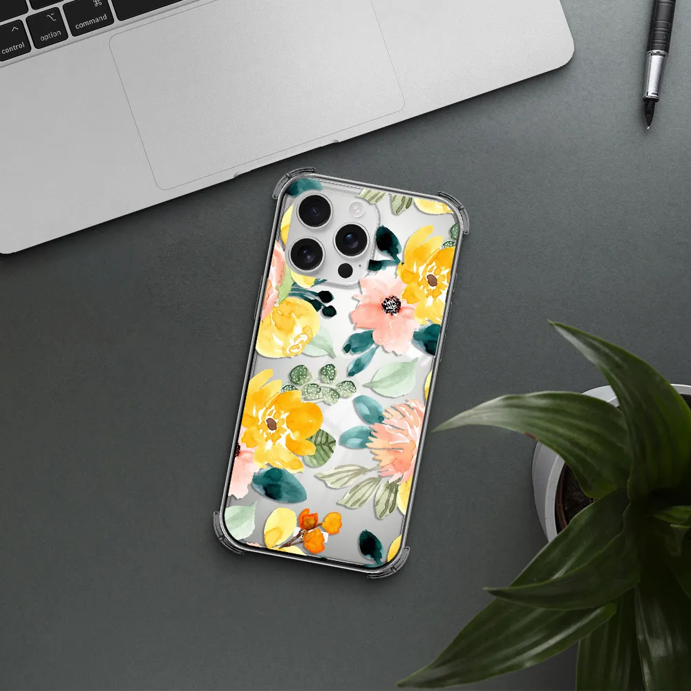 Watercolor Flowers Apple Iphone 16 Pro Max Clear Pc Case