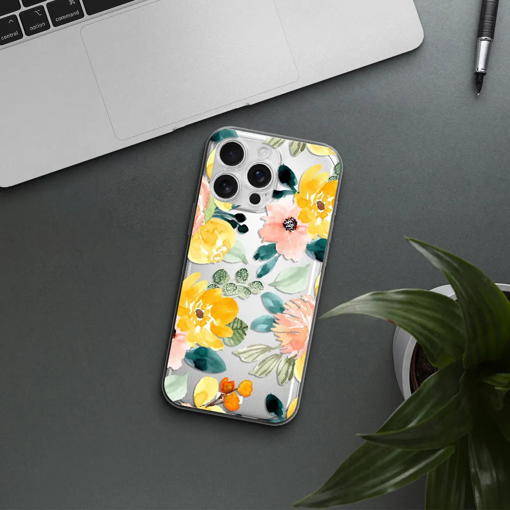Watercolor Flowers Apple Iphone 16 Pro Max Clear Tpu Case
