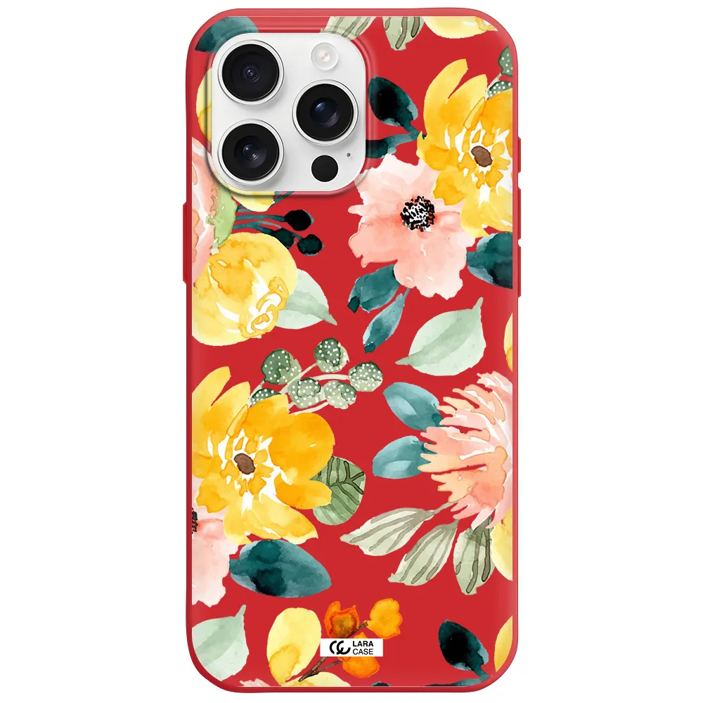 Watercolor Flowers Apple Iphone 16 Pro Max Silicone Stone Case