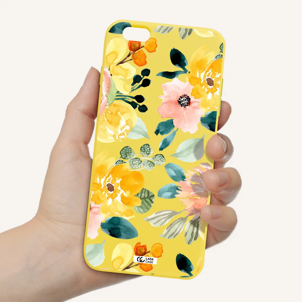 Watercolor Flowers Apple iPhone 6 plus Silicone canary yellow Case