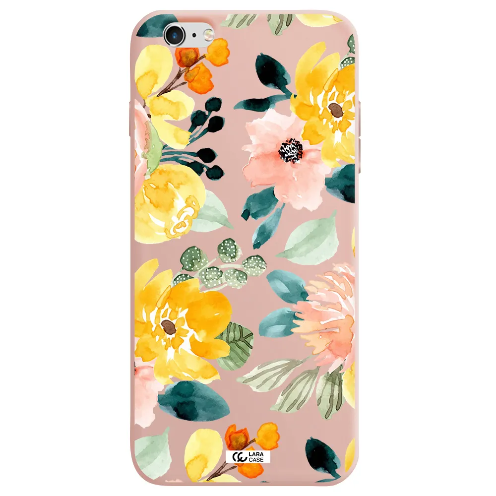 Watercolor Flowers Apple iPhone 6 plus Silicone pastel pink Case