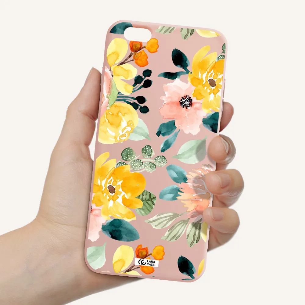 Watercolor Flowers Apple iPhone 6 plus Silicone pastel pink Case