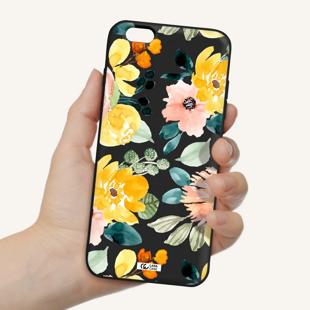 Watercolor Flowers Apple iPhone 6 s plus Silicone black Case