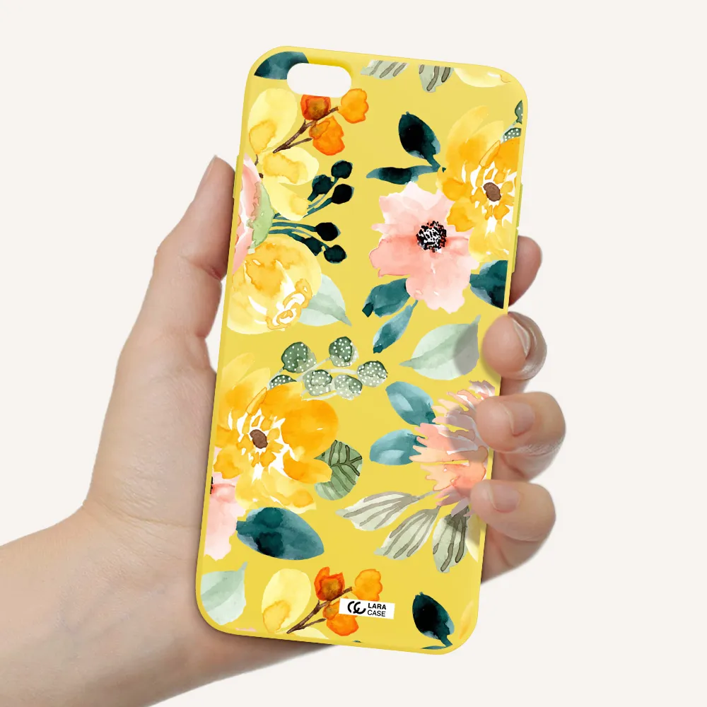 Watercolor Flowers Apple iPhone 6 s plus Silicone canary yellow Case
