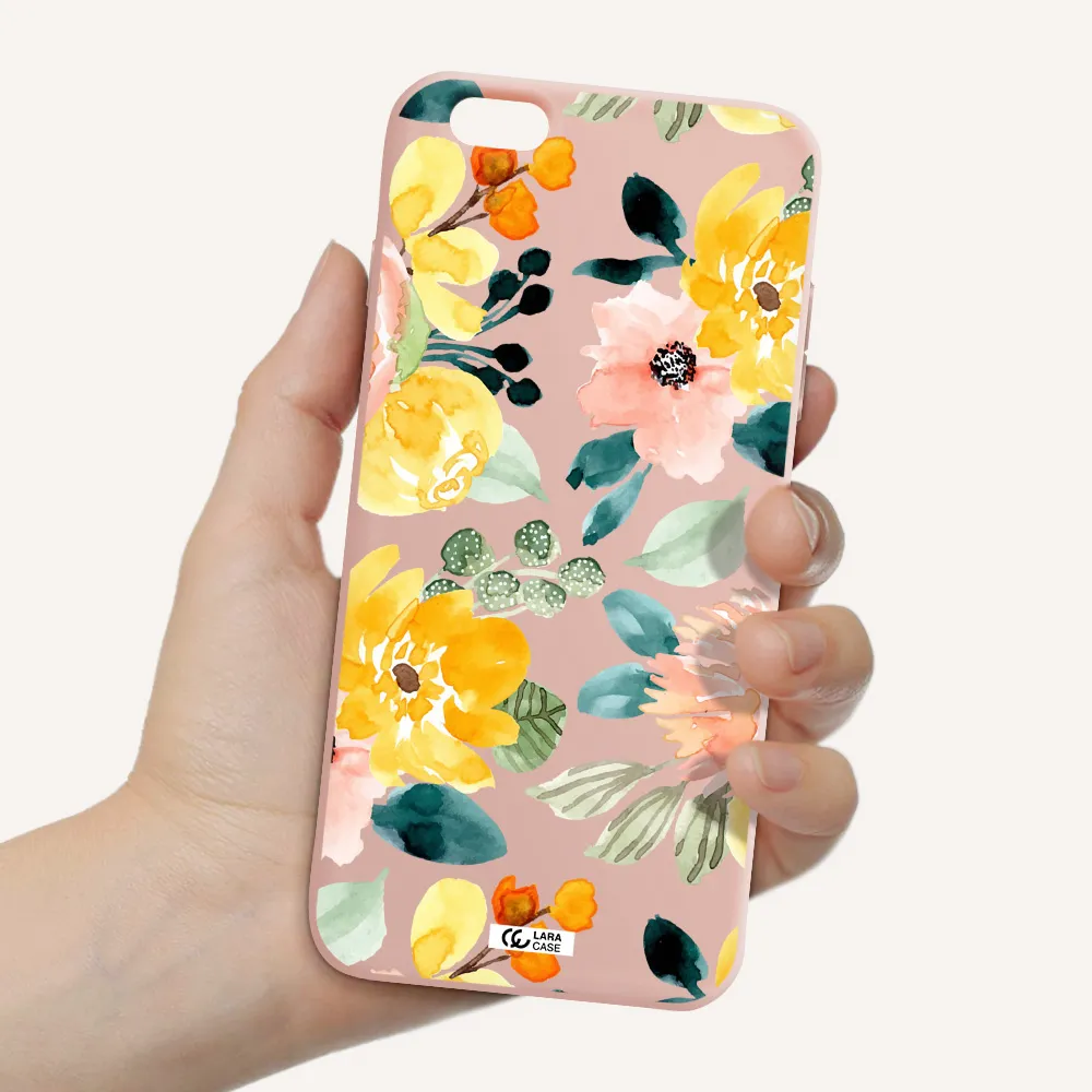 Watercolor Flowers Apple iPhone 6 s plus Silicone pastel pink Case