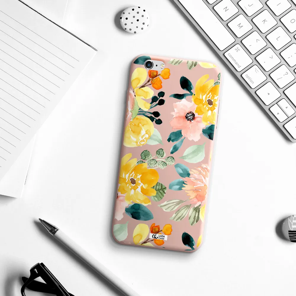 Watercolor Flowers Apple iPhone 6 s plus Silicone pastel pink Case