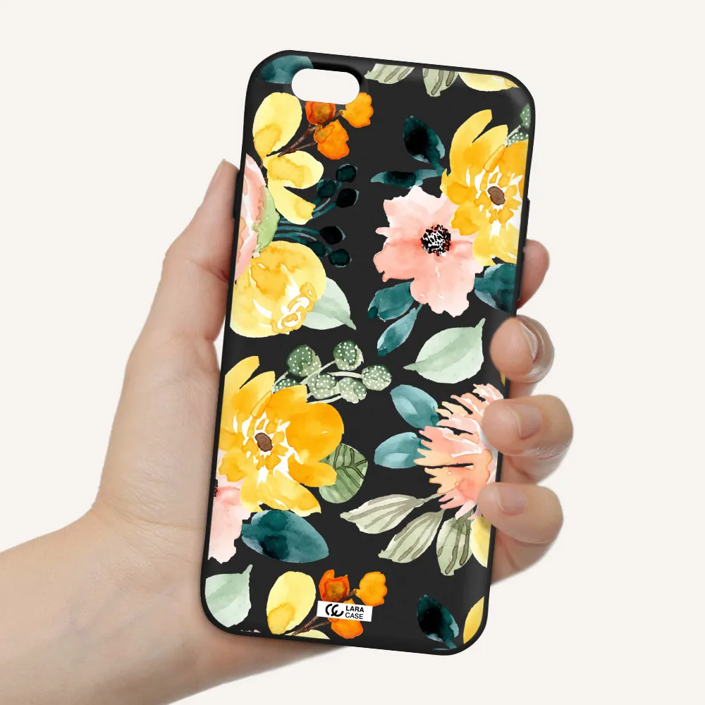 Watercolor Flowers Apple iPhone 6 Silicone black Case