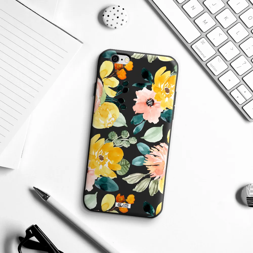 Watercolor Flowers Apple iPhone 6 Silicone black Case