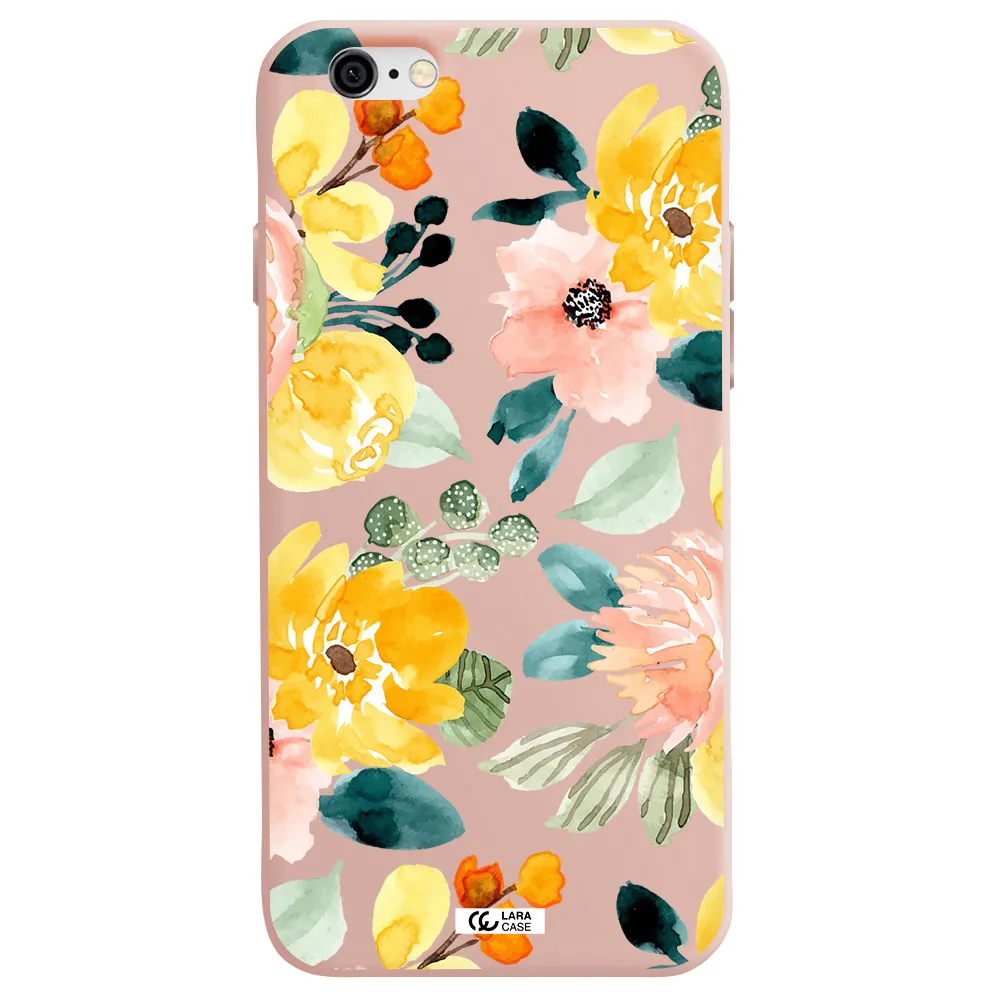 Watercolor Flowers Apple iPhone 6 Silicone pastel pink Case