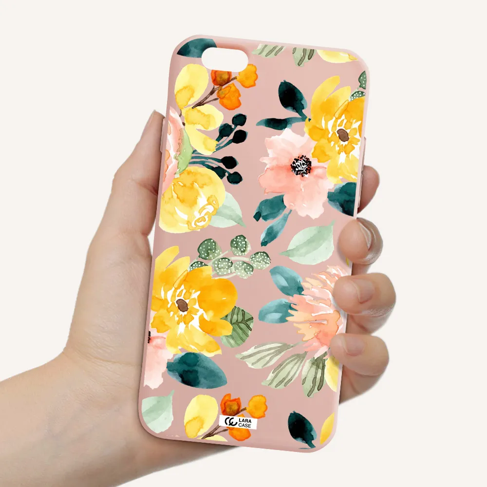 Watercolor Flowers Apple iPhone 6 Silicone pastel pink Case