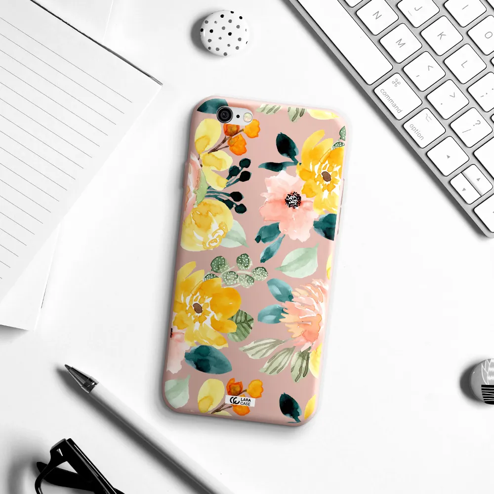 Watercolor Flowers Apple iPhone 6 Silicone pastel pink Case