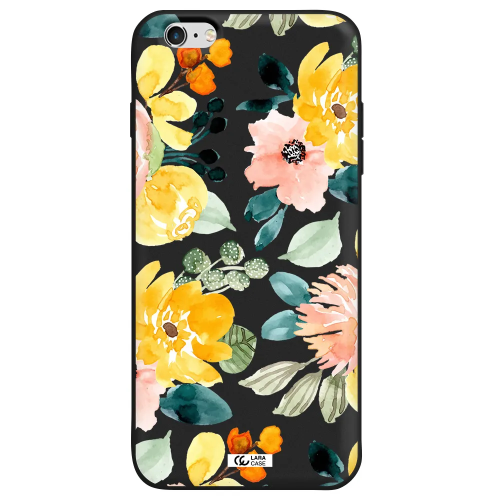 Watercolor Flowers Apple iPhone 6S Silicone black Case