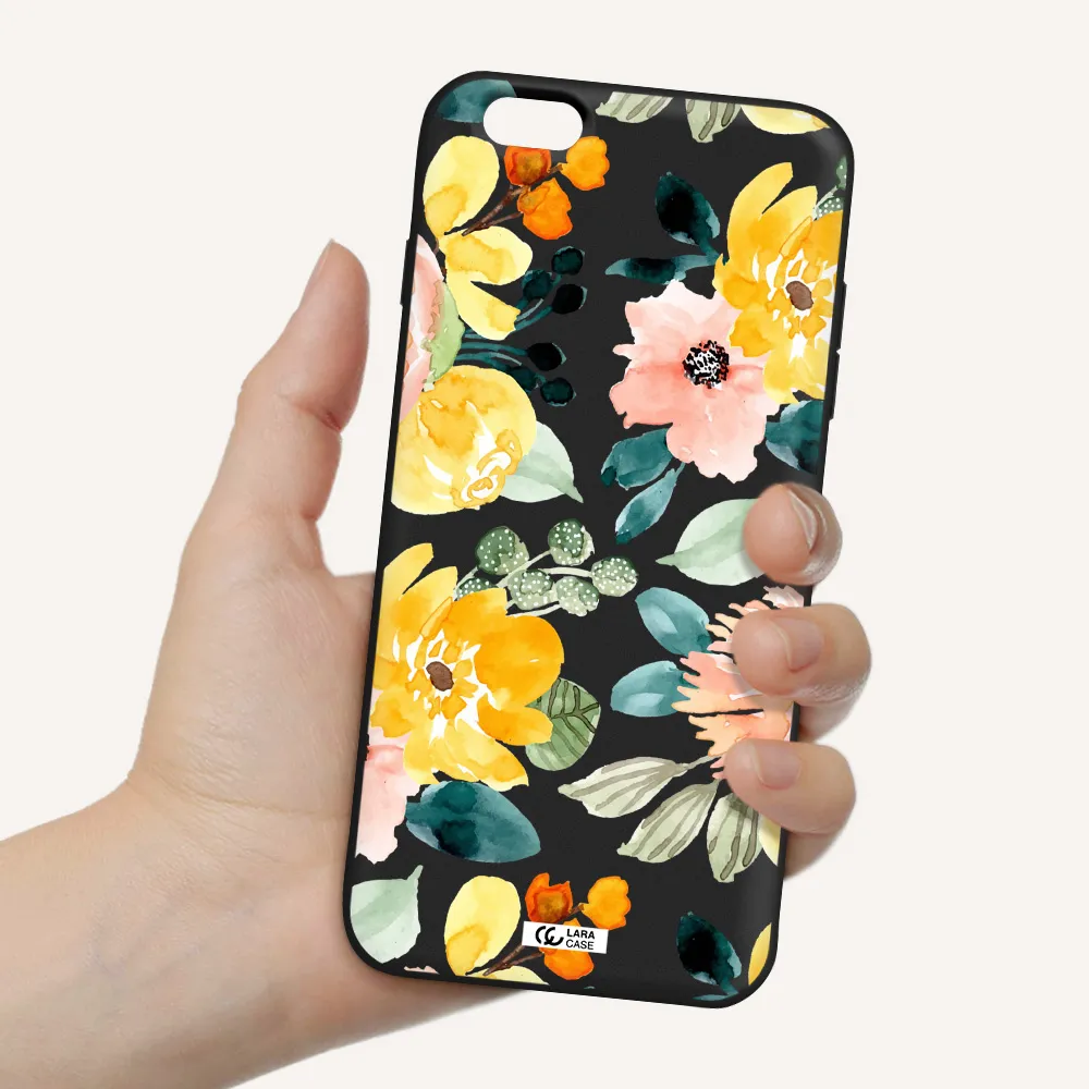 Watercolor Flowers Apple iPhone 6S Silicone black Case