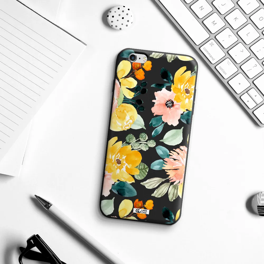 Watercolor Flowers Apple iPhone 6S Silicone black Case
