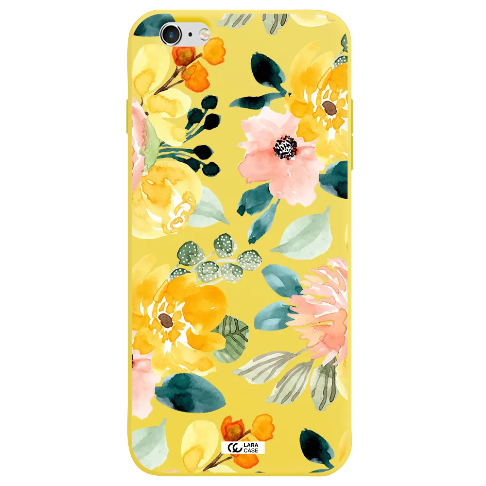 Watercolor Flowers Apple iPhone 6S Silicone canary yellow Case